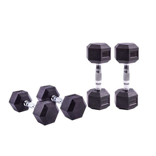 Barbell Set of good 2 Hex Rubber Dumbbell with Metal Handles 35 lbs